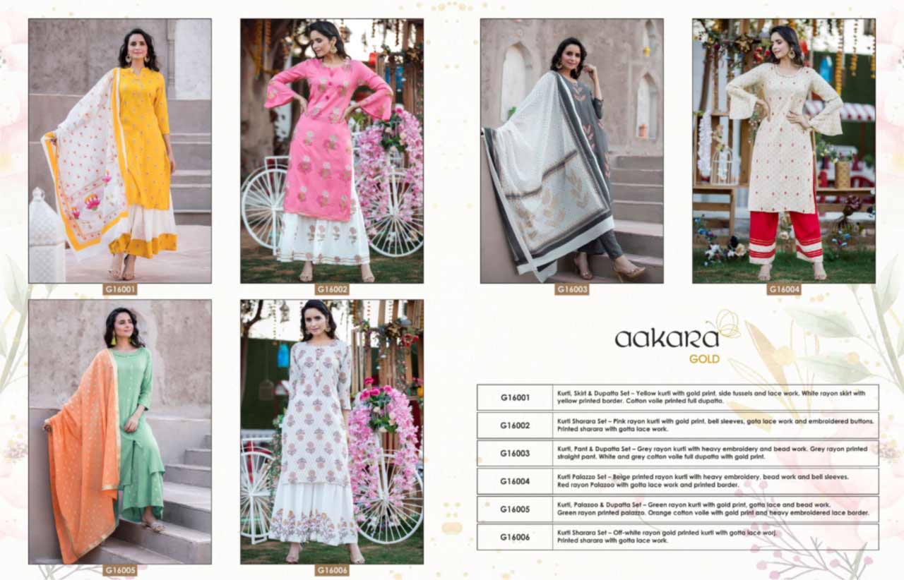 Aakara Gold Vol-16 Pant Palazzo Kurtis Set Aakara Gold Vol-16 Pant Palazzo Kurtis Set